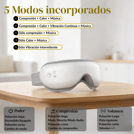 AUREA PRO - Masajeador de Ojos con Calor y Música (Bluetooth)